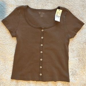 John Galt Brown Short-Sleeve Top
